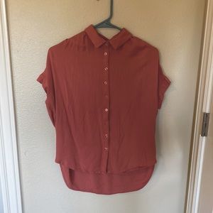 coral button up blouse